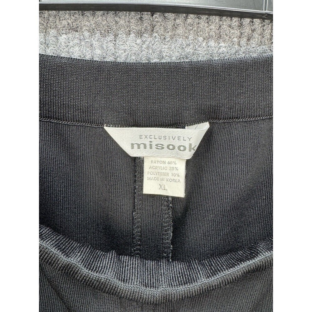 Exclusively Misook Pants Womens XL Black Knit Straight Leg Pull On High Rise - Picture 3 of 8